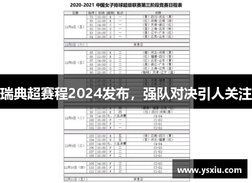 瑞典超赛程2024发布，强队对决引人关注